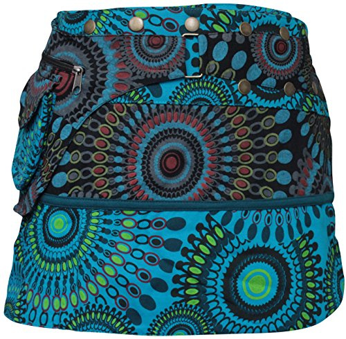 Shopoholic Fashion - Falda para mujer envolvente reversible estilo hippie popper azul turquesa Talla única