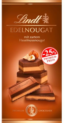 Lindt Schokolade | Nougat Tafel, 100g, Probierformat Geschenk