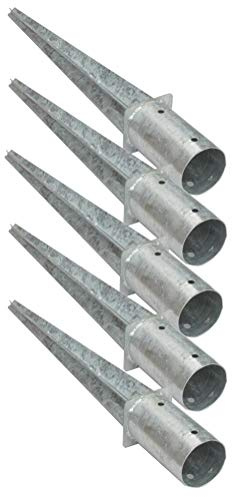 EXCOLO Einschlagbodenhülse Rund 80 mm – 5er Set – Feuerverzinkt – Einschlaghülse für Holzpfosten Ø 80 mm – Pfostenträger ohne Betonieren – Bodenhülse für Holzzaun & Lamellenzaun