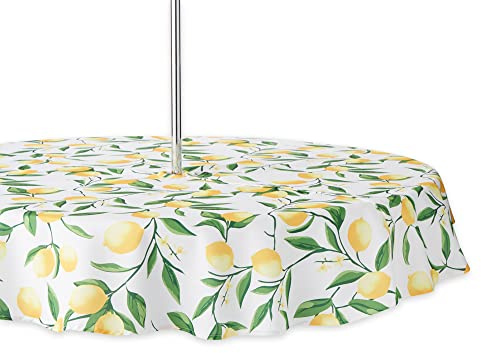 DII Lemon Bliss Outdoor Tabletop, Collection Stain Resistant & Waterproof, 60 Round w/Zipper