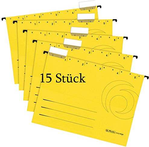 Herlitz Hängemappe A4 UniReg Kraftkarton, 230 g/qm 3x 5er Pack (Mappe) (gelb)