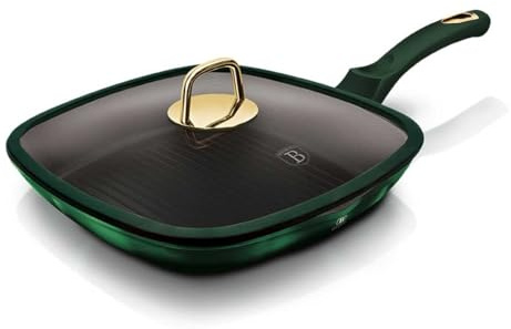Berlinger Haus Emerald Collection Grill Poêle avec couvercle 28 cm BH/6051 en acier inoxydable émeraude 18/8