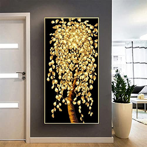 5D Diamant Painting Bilder Groß Goldener Geldbaum 70x200cm Square Drill DIY Erwachsene und Kinder Volle Bohrer Diamond Painting Large Kits Strass Stickerei Kreuz Stich Art Home Wall Dekor Geschenk