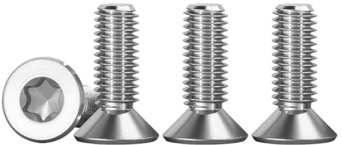 Drenky Senkkopfschraubenset, Edelstahlschrauben V2A VA A2 mit Torx-Kopf, DIN 7991 / ISO 10642 Senkkopfschrauben, Edelstahlschrauben silberfarben, Senkkopfschrauben, 10 Stück M5 X 16mm, Silber