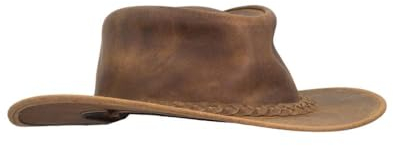 WALKER AND HAWKES - Outdoor-Hut aus Rindsleder - Vintage-Optik - Hellbraun - S (57 cm)