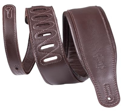 Levy's Leathers M26GP-DBR-DBR Unisex, Erwachsene Leder, 8,3 cm breit, Dunkelbraun Rückseite Gitarrengurt, Medium