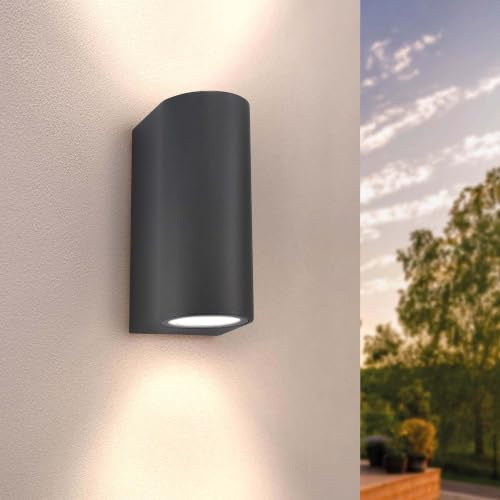 Ledvion LED Wandlampe IP54 3W Warmweiß GU10 rund dimmbar | Für Einfahrt Gartenweg Terrasse oder Fassade geeignet und klar auf den Außeneinsatz ausgerichtet