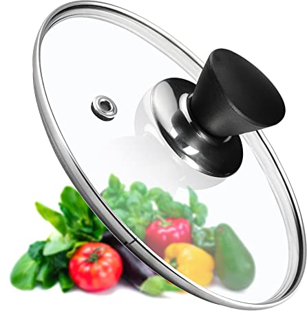 KADAX Couvercle universel en verre poignée noire mate résistant à la chaleur disponibles en différentes tailles pour casserole et poêle (16 cm)