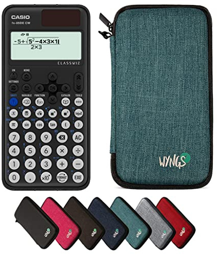Casio fx-85DE CW ClassWiz inkl. WYNGS Schutztasche Türkis - Wissenschaftlicher Taschenrechner - Basic Set