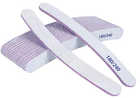 URAQT Lime à Ongles, 15pcs Double Face - lime 180/240 Grain Lavable être Réutilisé Plusieurs Fois, pour Manucure Cosmétique, Salon de Coiffure, Animaux Domestiques,Maison (Blanc)