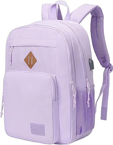 KEOFID Classic Travel Backpack for Men and Women, Anti Theft Laptop Backpack with USB Charging port, Large Bag for College(Purple)
