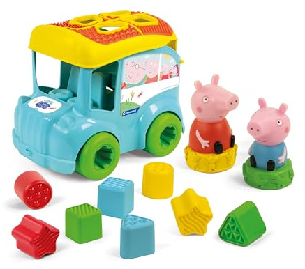Baby Clementoni Formensortier-Bus mit Peppa Pig - Steckspiel Mit Formen & Löchern zur Förderung der Motorik & Koordination für Kinder ab 9 Monaten, 17886