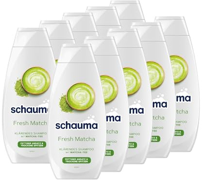 Schauma Schwarzkopf Klärendes Shampoo Fresh Matcha (10x 400 ml), Haarshampoo befreit das Haar von Rückständen, Shampoo für fettigen Ansatz & trockene Spitzen mit Matcha-Tee-Extrakt