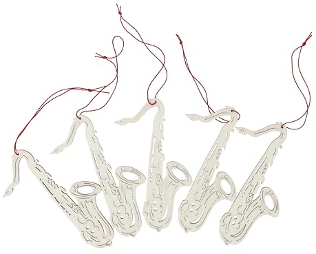 Musikboutique Anhänger aus Pappelholz als Instrumente oder Noten, 5er-Packung (Saxophon)