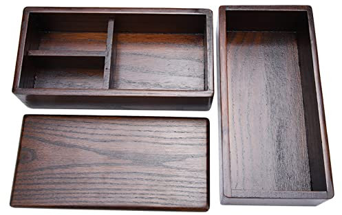 Topyond Caja Bento De Madera Natural, Fiambrera, Contenedor De Alimentos Rectángulo De Doble Capa, Fácil De Limpiar, Adecuado para Acampar, Viajar, Oficina Al Aire Libre