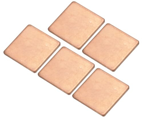 MECCANIXITY Heatsink Copper Sheet Shim, 1.5mm Thickness 20 x 20mm Pads with Thermal Conductive Adhesive Tape for Desktop Computer GPU CPU Cooling Patch 5 Set