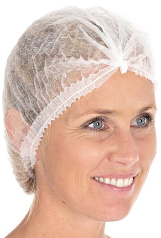 FRANZ MENSCH 10x100 Stück, Klipphauben, Ø 55cm, weiß, PP, lebensmittelecht | Light, Einweghauben, OP Hauben, Schwesternhauben, hair caps, clip caps, Lebensmittelindustrie, Hygiene, Küche