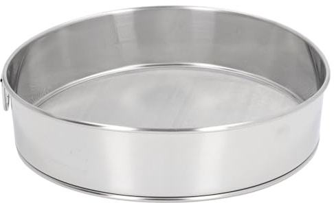 80 Fine Mesh Round Flour Sieve, 20.3x5cm Size | 304 Stainless Steel, Anti Stick Coated Mesh, Silver Plated Filter Design, for Powdered Sugar Cocoa Powder Sifting