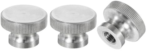 uxcell Knurled Thumb Nuts, 3Pcs M8 x D24mm x H16mm Stainless Steel Round Knobs Fasteners Blind Hole Hand Screw Nut Silver for 3D Printer Parts, Machine Tools