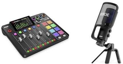 RØDE RØDECaster Pro II All-in-One Production Solution for Podcasting & NT-USB+ Professional-Grade USB Microphone for Recording Exceptional Audio Directly to a Computer or Mobile Device, black