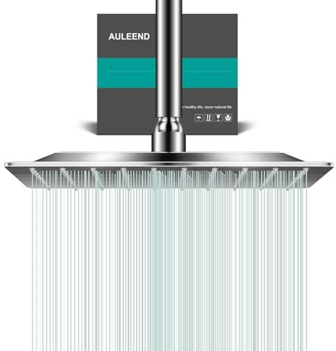 Docce Fisso Quadrato Soffione Doccia a Pioggia in Acciaio Inox Soffione Doccia a Pioggia con Getti In Silicone Anticalcare 304 Acciaio Inox Ultra Sottile (Argento, 25 cm)