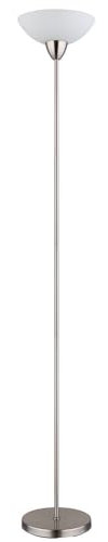 Stehleuchte nickel matt Deckenfluter Glasschirm opal Stehlampe Wohnzimmerleuchte, Metall, Fernbedienung dimmbar, RGB LED 8,5W 806Lm wamrweiß, DxH 28x180 cm