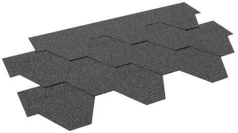 INMOZATA 18 Pieces Roof Shingles, 2.61sqm Asphalt Roof Shingles Self-Adhesive Roofing Felt Tiles for Shed Roofs, Weather Resistant Heavy Duty Roofing Tiles, Polygon Roof Tiles, Grey