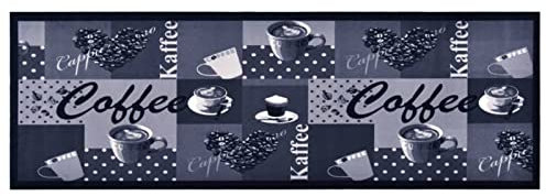 ZEYUAN Küchenteppich Waschbar, Teppich Küche, Küchenläufer, Läufer Küche, Teppich Läufer, Teppich Für Die Küche, Kaffee Blau 60x180 cm