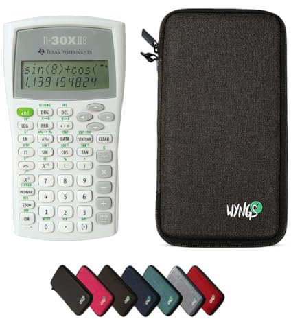 TI-30XIIB inkl. WYNGS Schutztasche Dunkelgrau - Wissenschaftlicher Taschenrechner - Basic Set