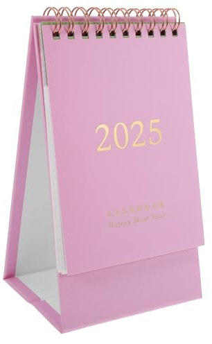LALAFINA Tischkalender 2024–2025 18 Monate Mini-Tischkalender Stehend Flip- Juli 2024–Dezember 2025 Stand-Up-Tischkalender Für Büro Rosa