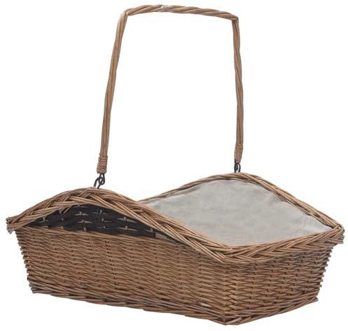 Sufrk Panier en bois de chauffage avec poignée 61,5 x 46,5 x 58 cm, marron saule, panier en osier, panier tressé complet, panier de pique-nique de rangement, panier cadeau pour fête, collection