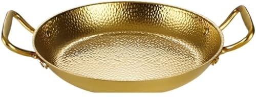 Sartén martillada de primera calidad, utensilios de cocina con detalles dorados, sartén de acero inoxidable for saltear a fuego lento con asas doradas, superficie de cocción versátil, perfecta for dor
