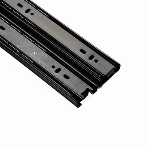 Purzen Edelstahl Schubladenschiene dreiteilig, geräuschlos schwarz Stahl Gleitschiene Zugstange Garderobe Pull-Out Load-Bearing Push-Pull,10 inches 25CM