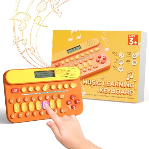 HOMESTEC Mini Music Learning Keyboard, 23 Keys, 4 Chords, 8 Instruments Sounds, Multifunction Music Educational Instrument Toy for 3, 4, 5, 6, 7, 8 Girls and Boys (Orange)