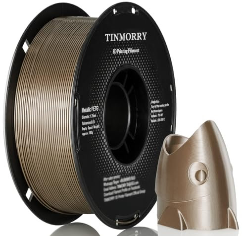 Metallisch PETG Filament 1,75 mm, TINMORRY PETG 3D Druck Filament, PETG mit einer schnellen Fließrate, kompatibel mit Bambu Lab FDM 3D Drucker, 1 kg, 1 Spule, Metallisch Champagner Gold