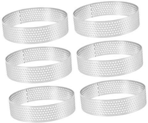 EXHUMKY 6 Piezas Molde Para Tartas De Acero Inoxidable Redondo Para Repostería Utensilios De Hornear Anillos Para Tartas Para Hacer Mousse