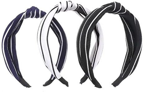 IWOWHERO 3pcs Charm Women Headhugs Headband Women Winter Hairband Fashionable Chiffon Hair Wraps for Hair Products Random Color