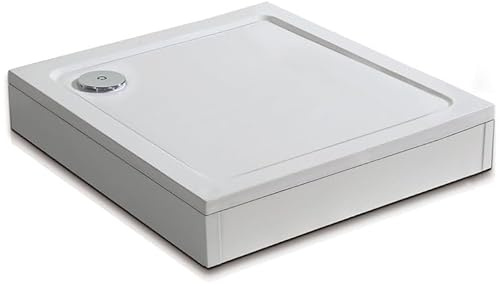AICA receveur de douche italienne 90x90cm blanc, carré, extra-plat, Bac à douche avec le kit de plinthe, 8 pieds, bonde de douche et siphon
