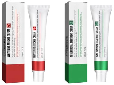 Due creme per la rimozione delle lentiggini e contro l'acne. Una ha l'effetto di rimuovere le lentiggini e l'altra ha l'effetto di combattere l'acne. (Crema anti-macchia+crema anti acne)