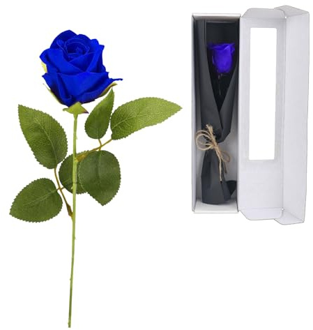 elthmpr Infinity Blaue Rose am Stiel - Echte konservierte Rose in Geschenkbox für Frauen in Ihrem GeburtstagsjubiläUm Muttertag (Blau)