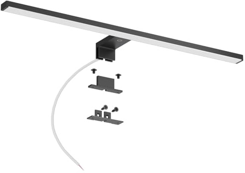 DEELUX Lámpara de Espejo Baño Con Interruptor táctil,Luz LED para espejo regulable (120 a 1200 lm) 15w 60cm,Blanco Neutro 4000K LED Armario Lámpara Luz de Pared,IP44 230V Aplique de Baño Espejo,Negro