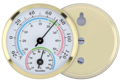 Smgda Termómetro higrómetro para interiores y exteriores, mini analógico 2 en 1, medidor de temperatura y humedad, termómetro colgante de pared para el hogar, habitación, oficina, habitación de bebé