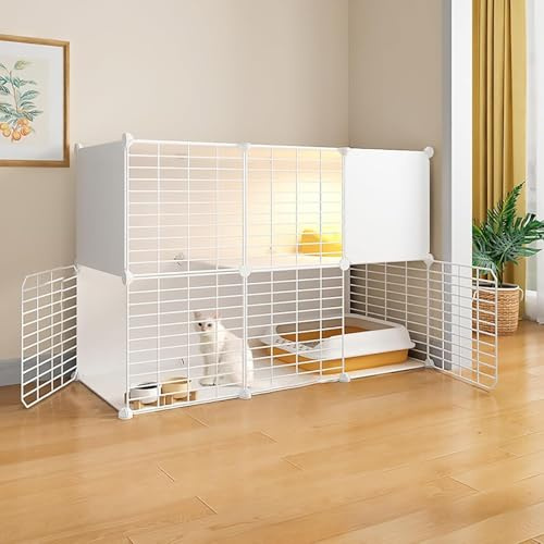 Kattvilla inomhus kattunge, avtagbar metallkennel, litet djurhus, gör-det-själv monterad kattlåda byggd för att hålla