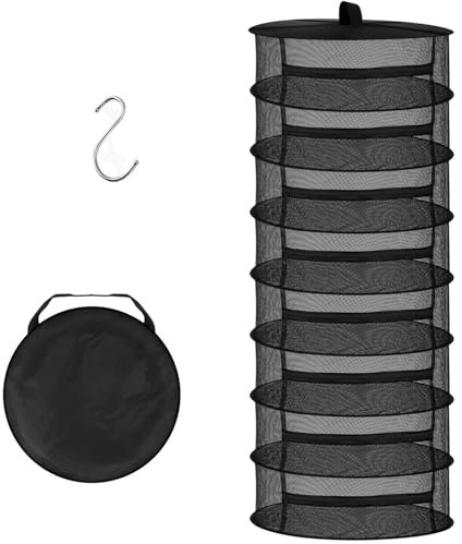 Desy & Feeci Tockennetz Kräuter 8-lagiger Hängendes Kräuter Trockengestell Trockennetz mit Reißverschlüssen, Schwarz, 60x160cm