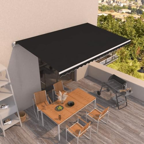 Festnight Manuelle Gelenkarmmarkise 500x350 cm Markise 350 Breit Kassettenmarkise Wasserdicht Gelenkmarkise Terrassenmarkise Sonnenmarkise Terrasse Balkon Sonnenschutz PU-Beschichtung Alu