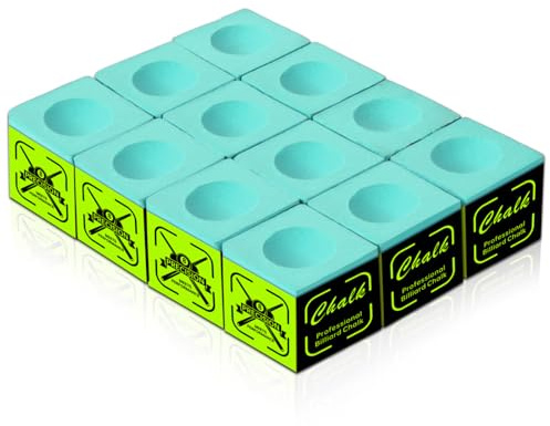SYNCSHOT 10A Nano Pool Cue Chalk: Professional Billiard Cue Chalk with Low Dust, Reduces Miscues Billiard Pool Table Accessories for Tournament & Home Use (12/36 Cubes, Blue/Teal/Red) (12, Teal)