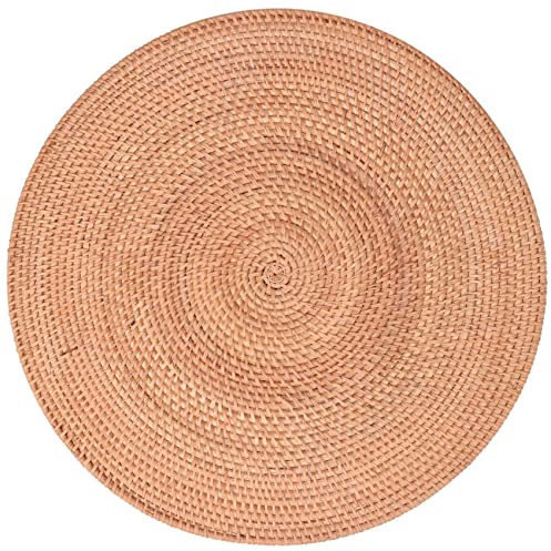 Cpolebev Tovagliette Intrecciate nel Rattan, Sottopiatti, Tovagliette Antiscivolo Resistenti al, Tovagliette nel Vimini, Sottopentole per Piatti Caldi Rotondi, 40 Cm