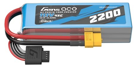 Gens ace 3S LiPo-batteri 11,1 V 2200 mAh 45C med XT60-kontakt – Softpack RC-modellbatteri