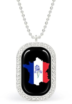 French Map Iris Odorifera French Flag Women's Necklaces Pendant Necklace Fashion Diamond Jewelry with Chain
