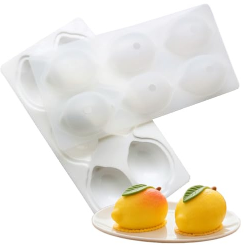 Amacoam Citronform, silikon, 6 rutor, silikonform, citron 3D, citroner, silikonform, frukter för brownies, bakform, moussetårta, bakade desserter, kakdekoration, gör-det-själv brödbakform